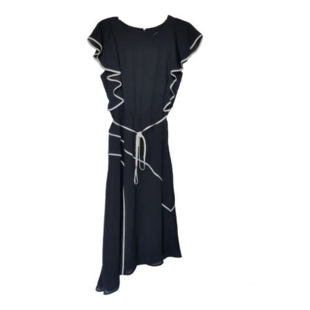 Elegant Black Dress with White Accents